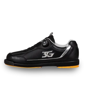3G Mens Dial Racer Black Chrome Left Hand Bowling Shoes with Freelock dial system and interchangeable performance soles