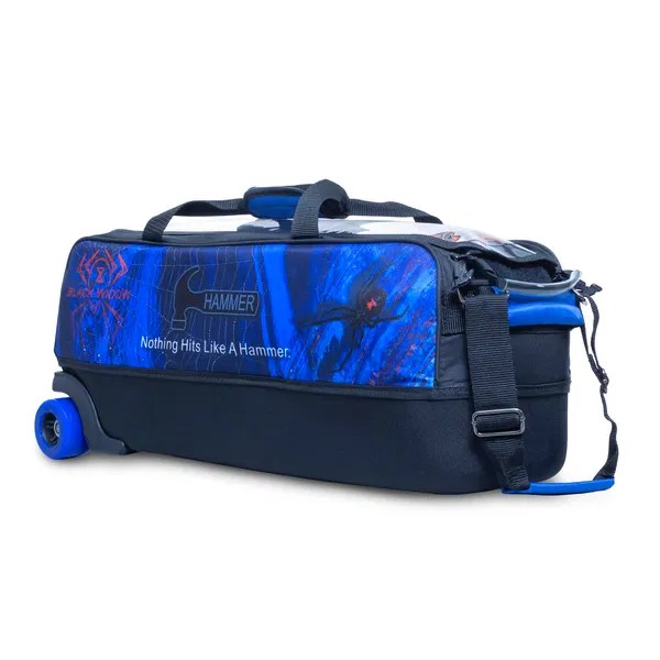 hammer 3 ball triple tote black widow blue bowling bag hammer 3 ball triple tote black widow blue bowling bag